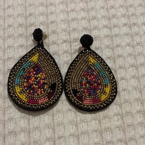 Beaded Teardrop Statement Earrings - Multicolor